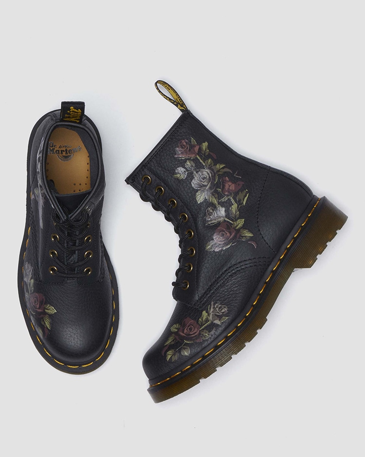 Rose embroidered dr martens clearance