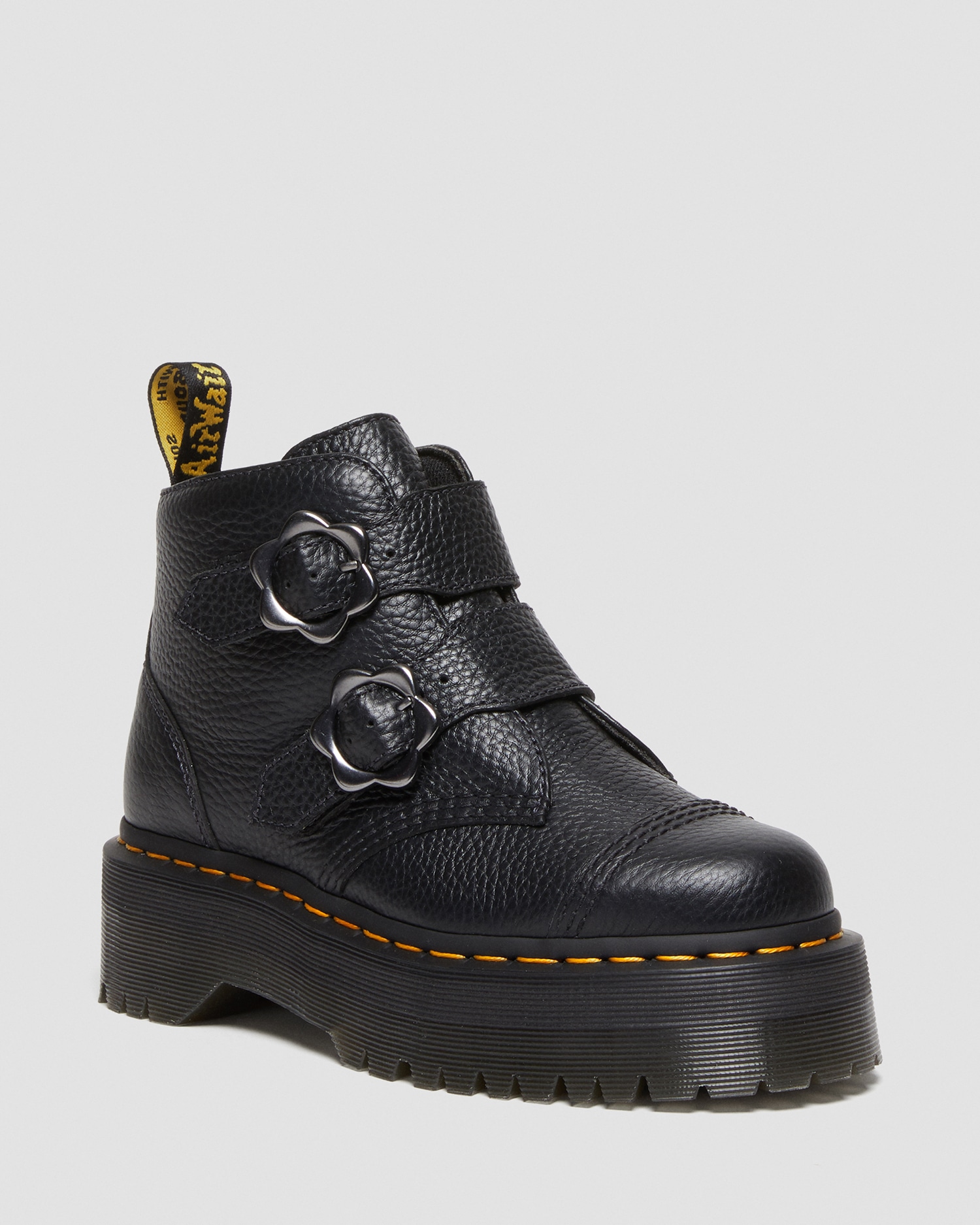 black doc martens with flowers