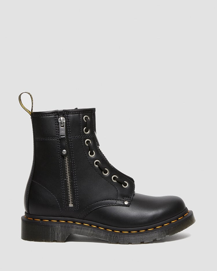 素材NAPPAフェイクレザーDr.Martens フロントジップ　8ホールブーツ　UK4 23.0cm