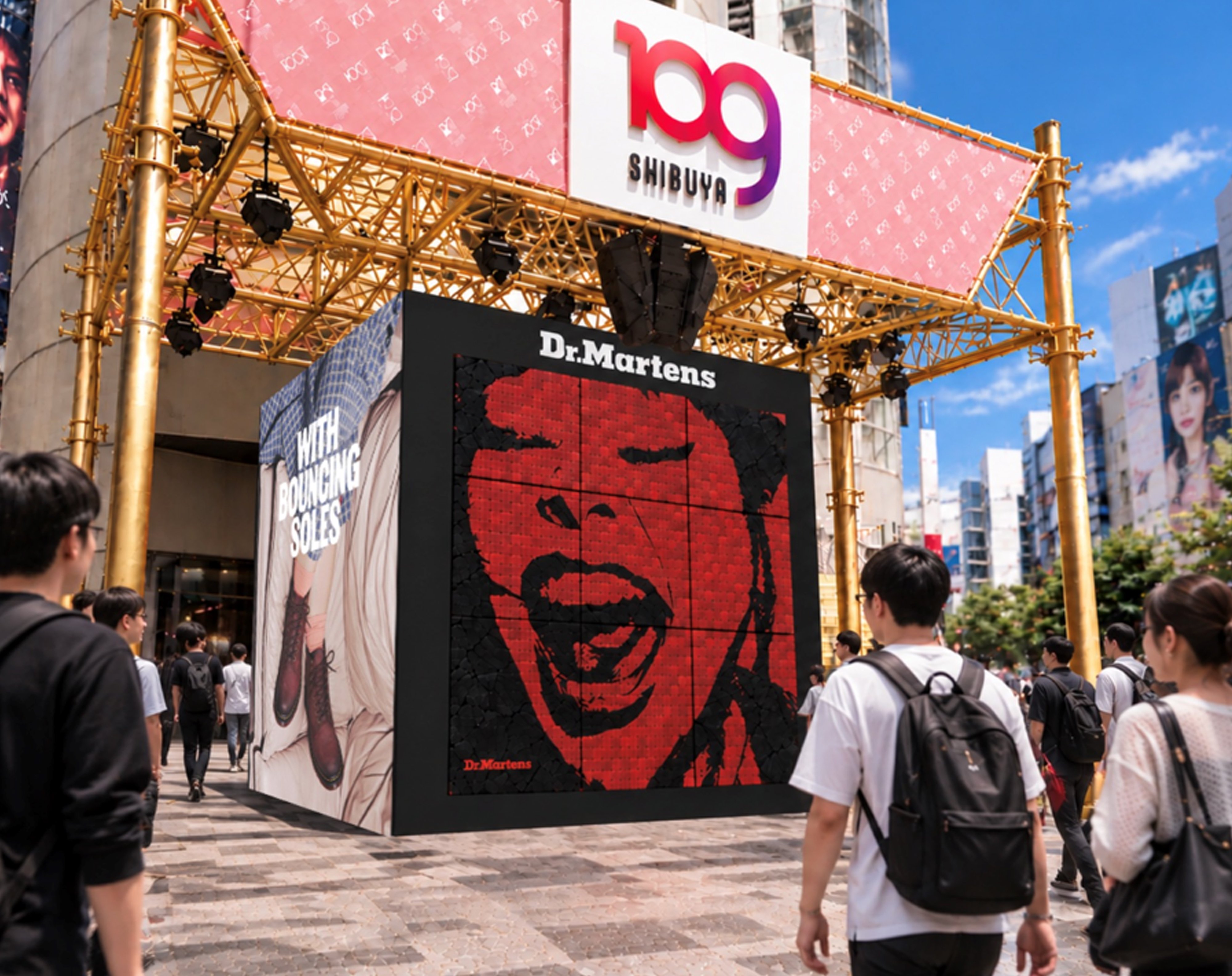 SHIBUYA109エントランスのドクターマーチン大型広告